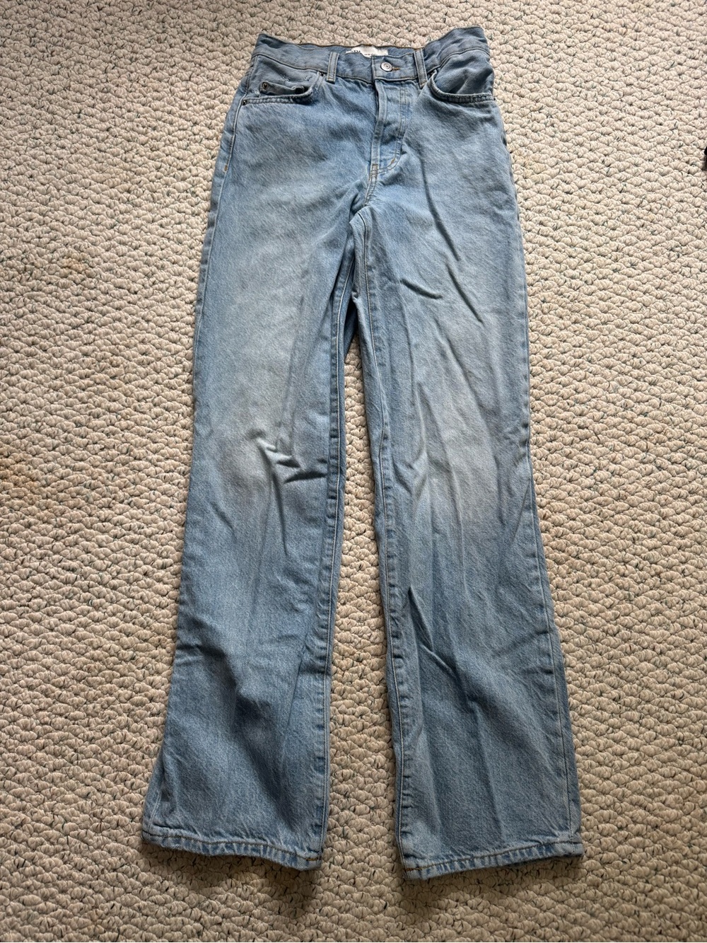 Zara Light Blue Women's Straight-Leg Jeans